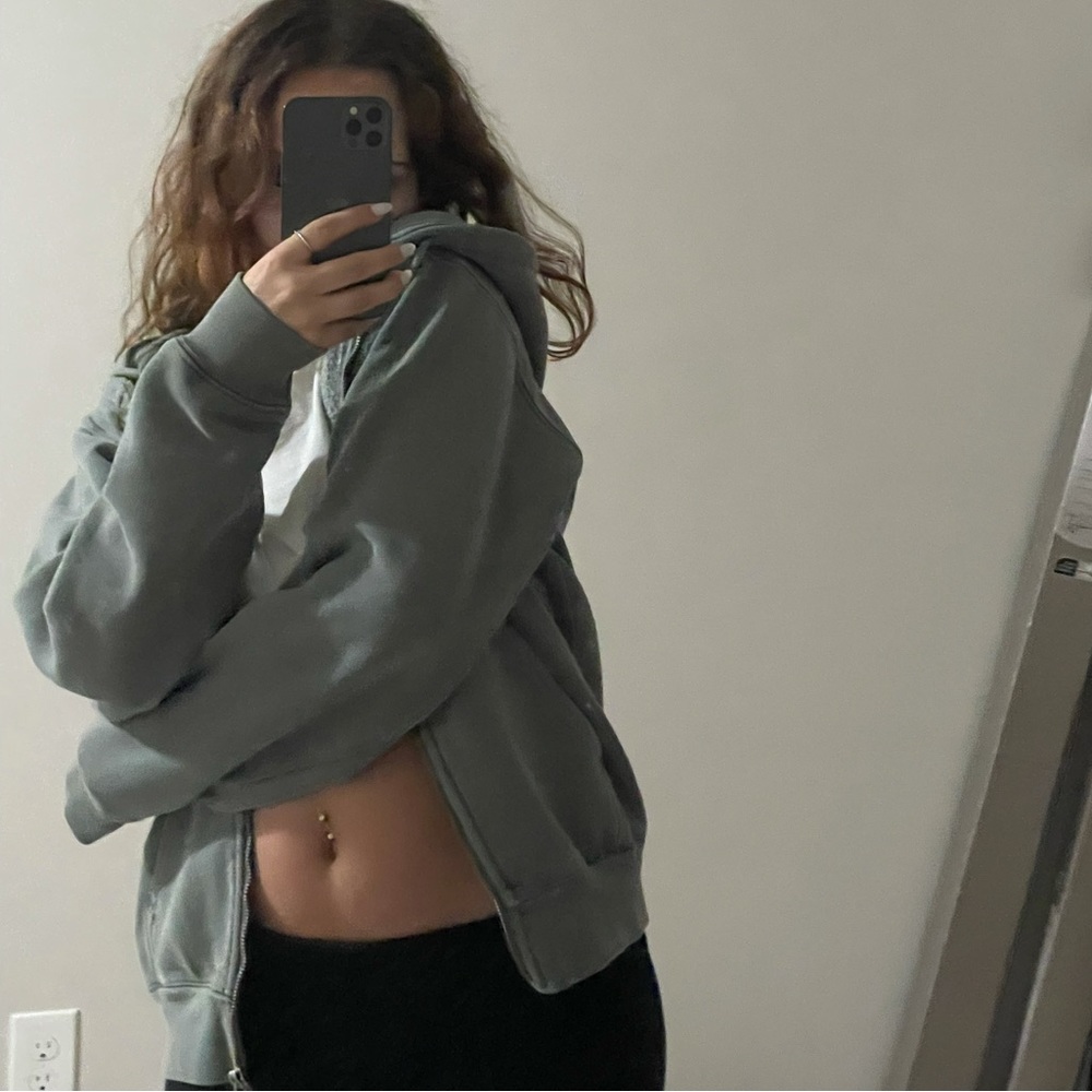 Green Brandy Melville Zip Up Hoodie